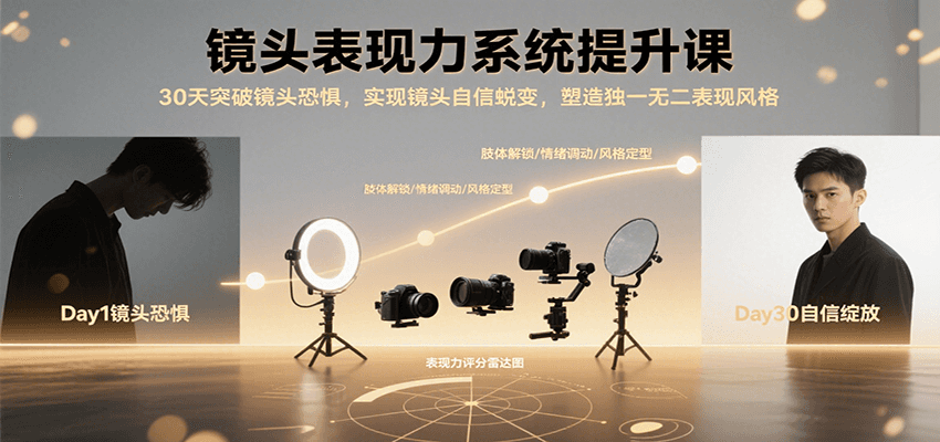镜头表现力系统提升课，30天突破镜头恐惧实现自信蜕变，塑造独一无二表现风格-小白项目网