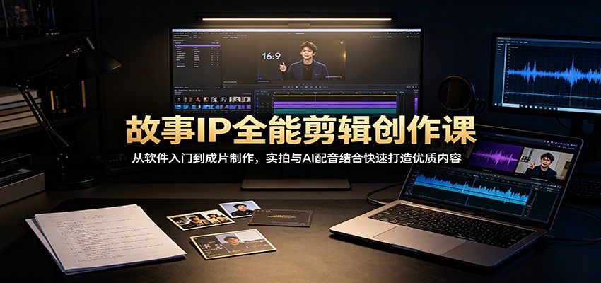 故事IP全能剪辑创作课：从软件入门到成片制作，实拍与AI配音结合快速打造优质内容-小白项目网