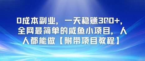 0成本副业，一天稳入3张，全网最简单的咸鱼小项目，人人都能做【附带项目教程】 - 小白项目网-小白项目网