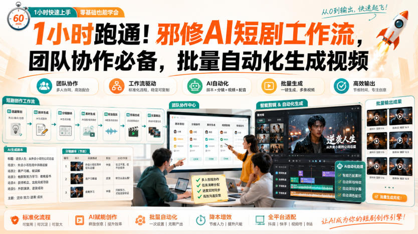 1小时跑通！邪修AI短剧工作流，团队协作必备，批量自动化生成视频-小白项目网