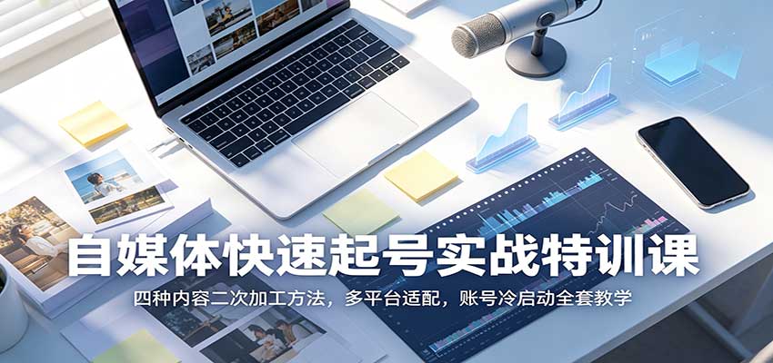 自媒体快速起号实战特训课：四种内容二次加工方法，多平台适配，账号冷启动全套教学-小白项目网