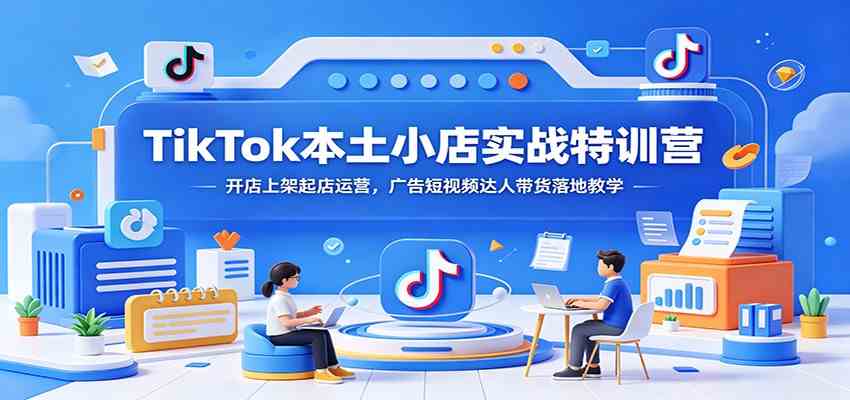 TikTok本土小店实战特训营：开店上架起店运营，广告短视频达人带货落地教学-小白项目网