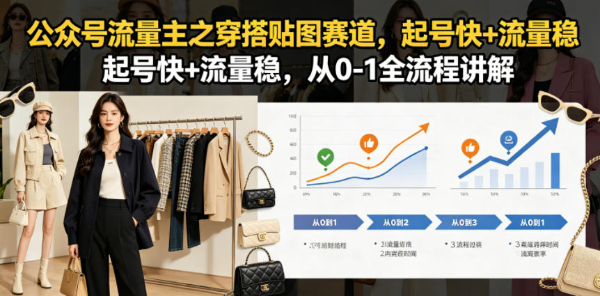 公众号流量主之穿搭贴图赛道，起号快+流量稳，从0-1全流程讲解-小白项目网