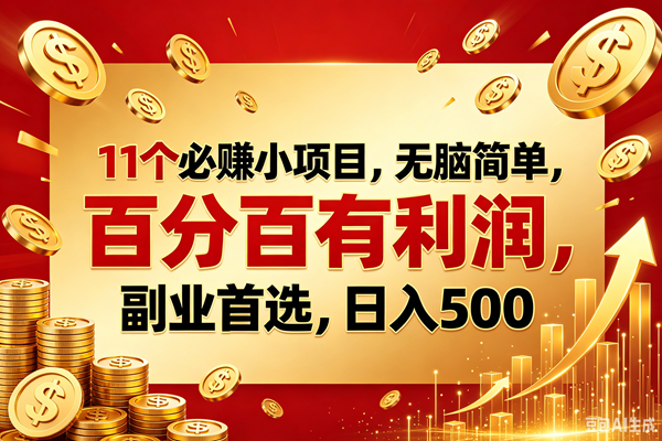 （18851期）11个必赚的小项目，百分百赚元子，无脑简单，副业首选，日入500+-小白项目网