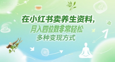 在小红书卖养生资料,月入四位数非常轻松,多种变现方式