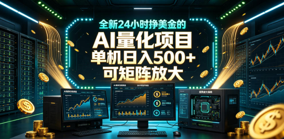 全新24小时挣美金的AI量化项目,单机日入500+,每天见收益,可矩阵放大【揭秘】-小白项目网