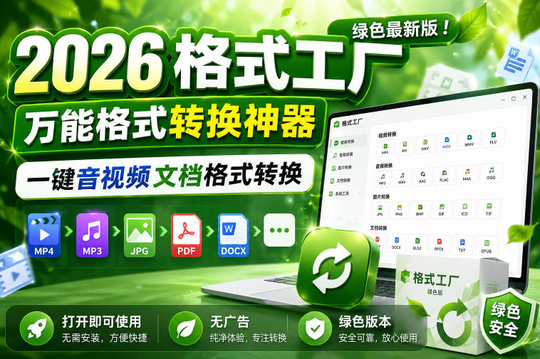 2026格式工厂绿色最新版!万能格式转换神器,一键音视频文档格式转换,打开即可使用,无广告绿色版本-小白项目网