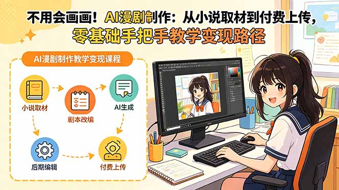 不用会画画！AI漫剧制作：从小说取材到付费上传，零基础手把手教学变现路径(更新-小白项目网