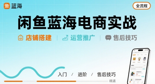 闲鱼蓝海电商实战，店铺搭建运营售后全流程-小白项目网