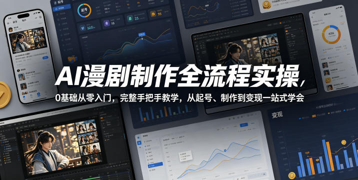AI漫剧制作全流程实操，0基础从零入门，完整手把手教学，从起号、制作到变现一站式学会（更新）-小白项目网