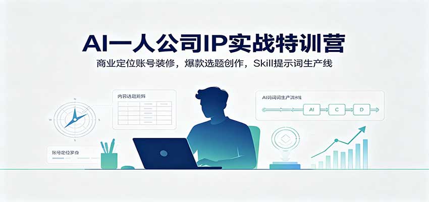 AI一人公司IP实战特训营：商业定位账号装修，爆款选题创作，Skill提示词生产线-小白项目网