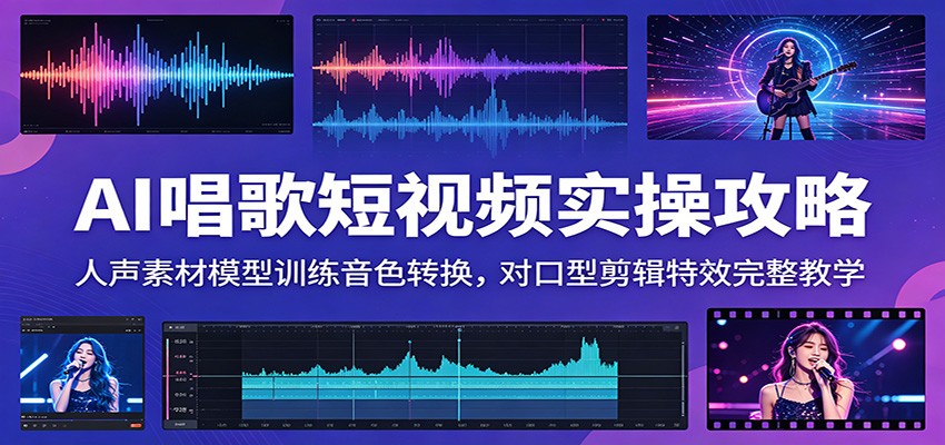 AI唱歌短视频实操攻略:人声素材模型训练音色转换,对口型剪辑特效完整教学-小白项目网
