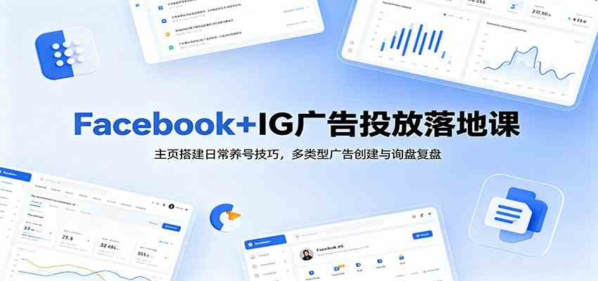 Facebook+IG广告投放落地课：主页搭建日常养号技巧，多类型广告创建与询盘复盘-小白项目网