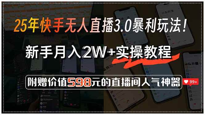 （15335期）25年快手无人直播3.0暴利玩法！，新手月入2W+实操教程，附赠价值598元… - 小白项目网-小白项目网
