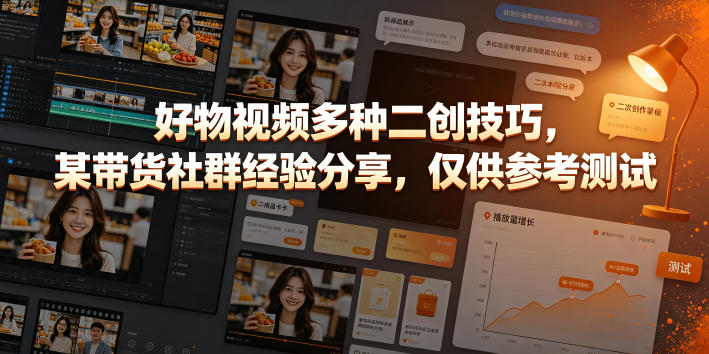 好物视频多种二创技巧，某带货社群经验分享，仅供参考测试-小白项目网