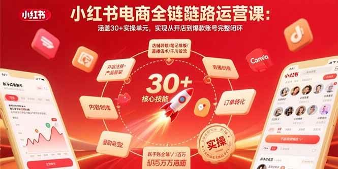 （15751期）小红书电商全链路运营课：涵盖30+实操单元，实现从开店到爆款账号完整闭环-小白项目网