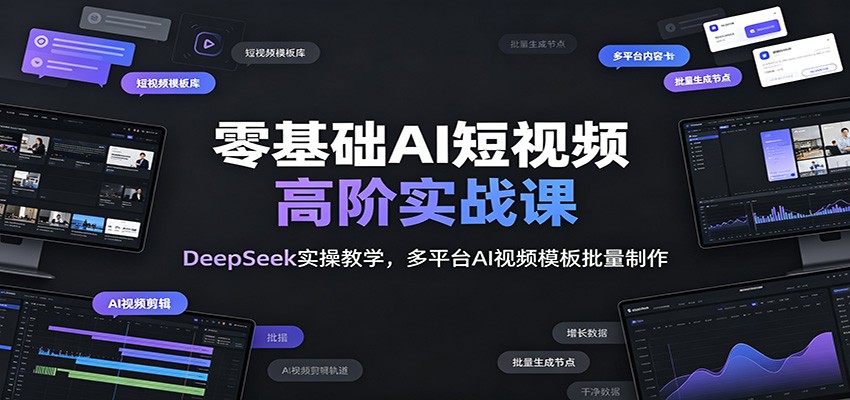零基础AI短视频高阶实战课：DeepSeek实操教学，多平台AI视频模板批量制作-小白项目网