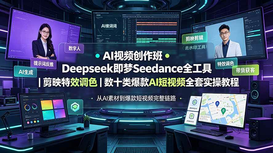 （19454期）AI视频创作班◆Deepseek即梦Seedance全工具｜剪映特效调色｜数十类爆款AI短视频全套实操教程-小白项目网
