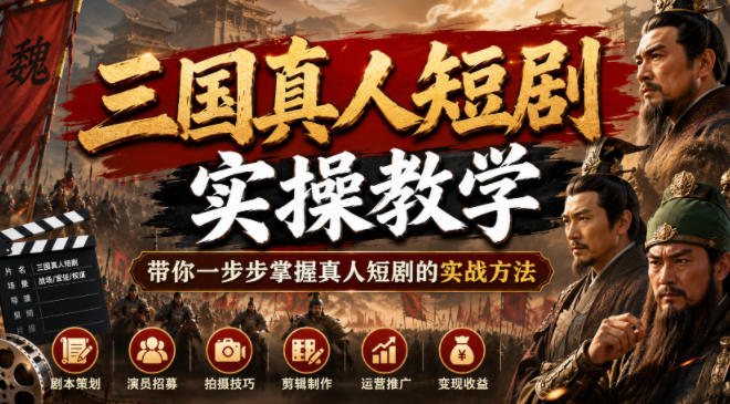 三国真人短剧实操教学，带你一步步掌握真人短剧的实战方法-小白项目网
