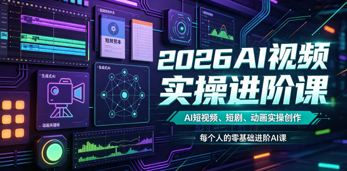 2026AI视频实操进阶课,AI短视频、短剧、动画实操创作,每个人的零基础进阶ai课-小白项目网
