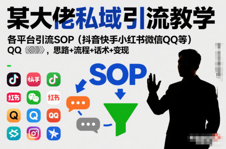 某大佬私域引流教学，各平台引流SOP（抖音快手小红书微信QQ等），思路+流程+话术+变现（更新0708）-小白项目网