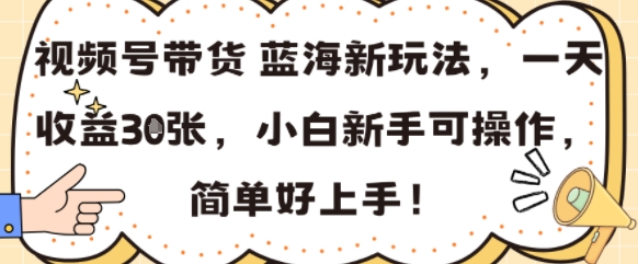 视频号带货蓝海新玩法，一天收益3张，小白新手可操作，简单好上手! - 小白项目网-小白项目网