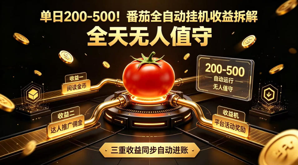 单日200-500！番茄全自动挂G收益拆解，全天无人值守，矩阵操作收益翻倍【揭秘】-小白项目网