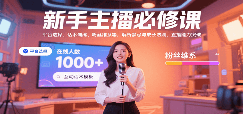新手主播必修课：平台选择、话术训练、粉丝维系等，解析禁忌与成长法则，突破直播能力-小白项目网