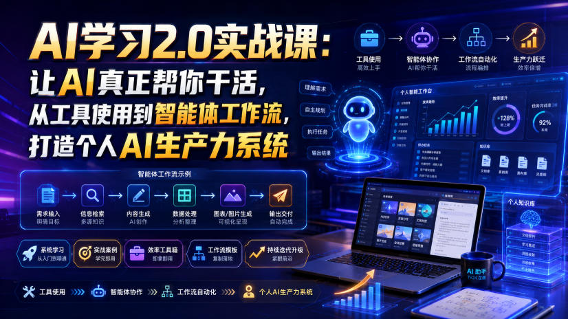 AI学习2.0实战课：让AI真正帮你干活，从工具使用到智能体工作流，打造个人AI生产力系统-小白项目网