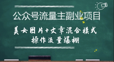 公众号流量主副业项目，美女图片+文章混合模式操作流量爆棚-小白项目网