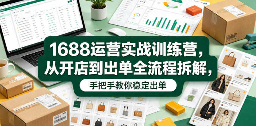 1688运营实战训练营,从开店到出单全流程拆解,手把手教你稳定出单(更新0620)-小白项目网