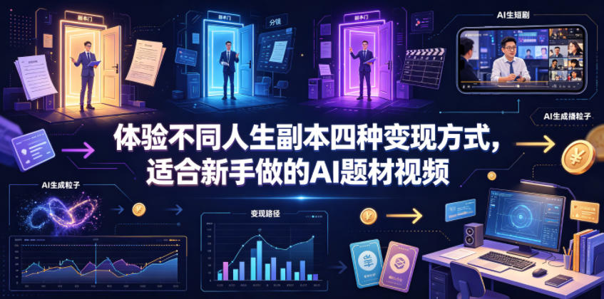 体验不同人生副本四种变现方式,适合新手做的AI题材视频-小白项目网