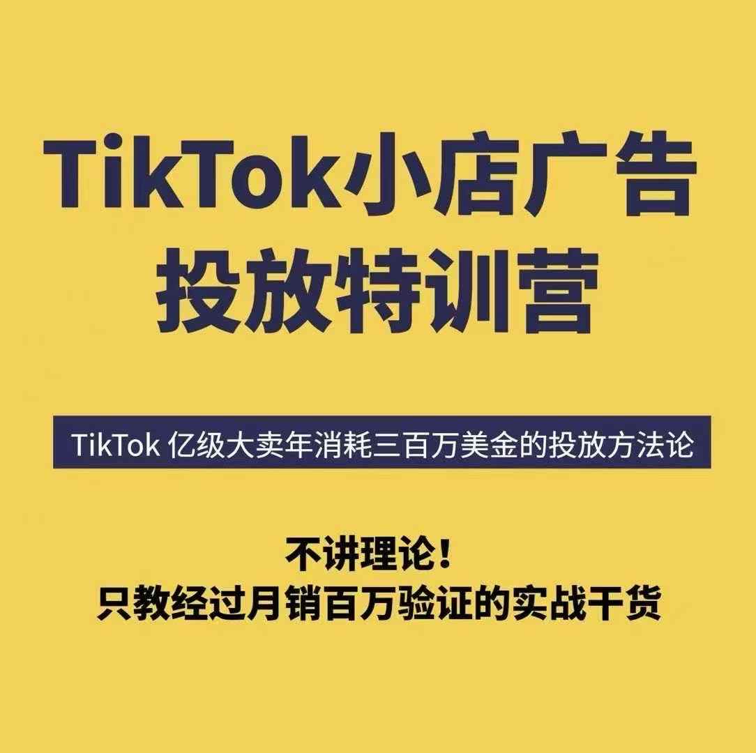 TikTok小店广告投放特训营，6天破局计划专治各种“投不动”，教你经过月销百万验证的实战干货-小白项目网