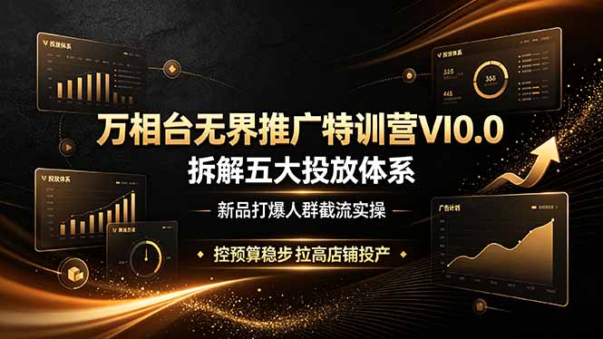 万相台无界推广特训营VI0.0,拆解五大投放体系,新品打爆人群截流实操,控预算稳步拉高店铺投产-小白项目网