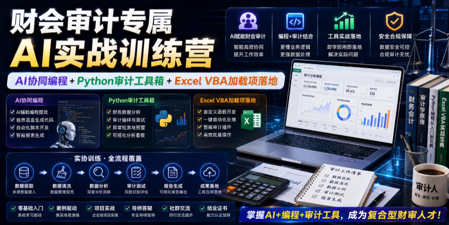 财会审计专属AI实战训练营|AI协同编程+Python审计工具箱+Excel VBA加载项落地(更新0710)-小白项目网