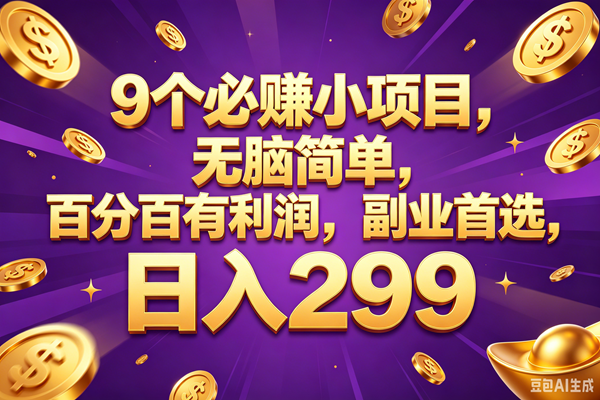 （18736期）9个必赚的小项目，百分百赚元子，无脑简单，副业首选，日入299+-小白项目网