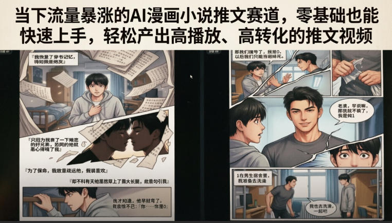 当下流量暴涨的AI漫画小说推文赛道，零基础也能快速上手，轻松产出高播放、高转化的推文视频-小白项目网