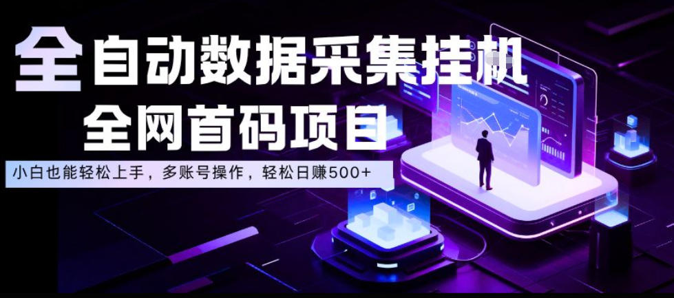 全自动数据采集挂G,全网首码项目,简单易操作,小白也能轻松上手,多账号操作,轻松日入500+【揭秘】-小白项目网