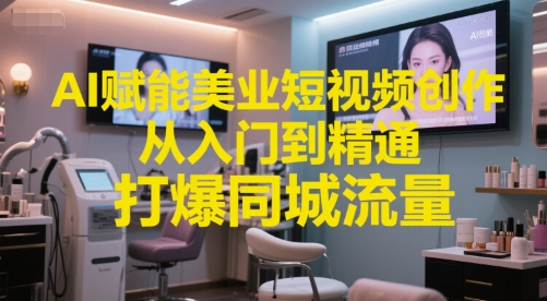 AI赋能美业短视频创作，从入门到精通，打爆同城流量，超级AI工具短视频实操落地-小白项目网