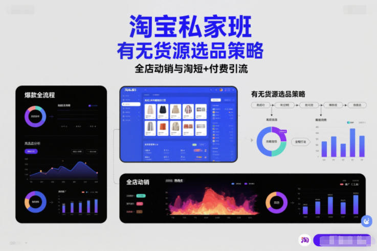 淘宝私家班，有无货源选品策略，高成功率爆款全流程打法，全店动销与淘短+付费引流（更新2026年08月05日）-小白项目网