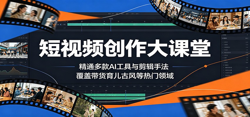 短视频创作大课堂：精通多款AI工具与剪辑手法，覆盖带货、育儿、古风等热门领域-小白项目网