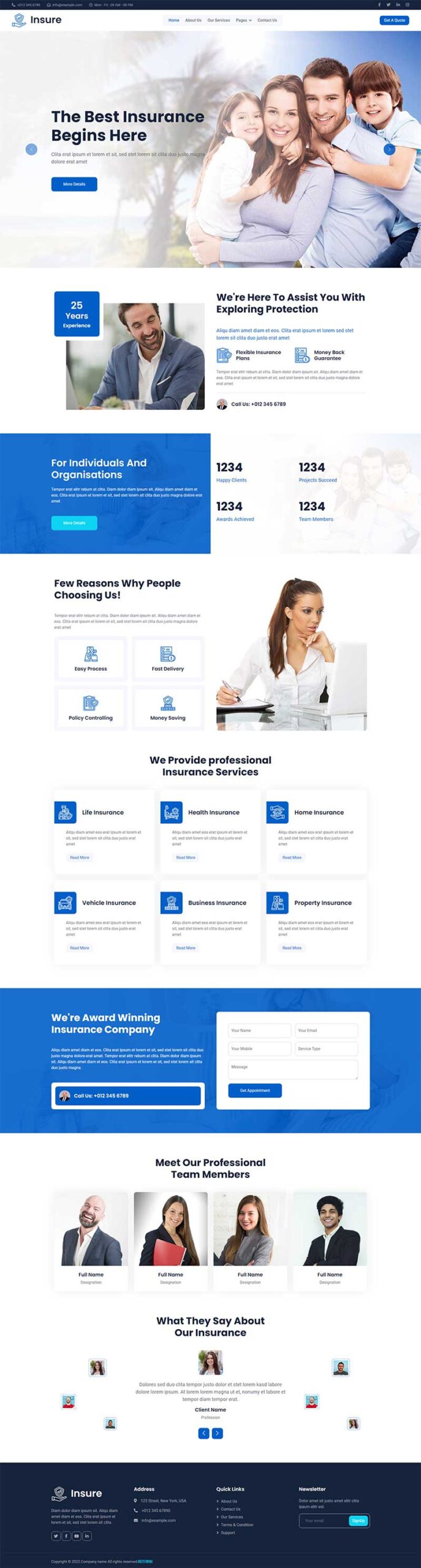 保险服务公司html5网站模板-小白项目网