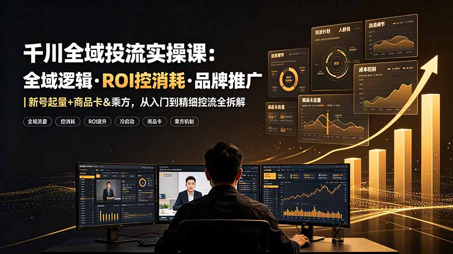 千川全域投流实操课:全域逻辑·ROI控消耗·品牌推广|新号起量+商品卡&乘方,从入门到精细控流全拆解-小白项目网