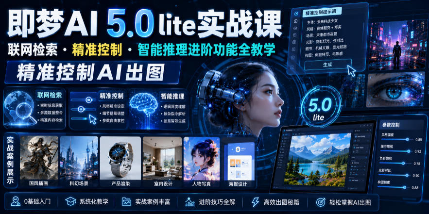 即梦AI 5.0 lite实战课，联网检索・精准控制・智能推理进阶功能全教学，精准控制AI出图-小白项目网