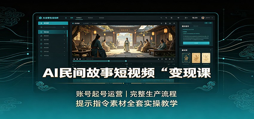 AI民间故事短视频变现课：账号起号运营，完整生产流程，提示指令素材全套实操教学-小白项目网