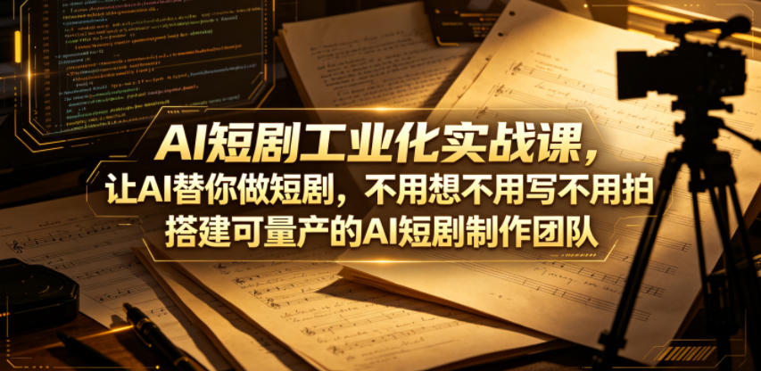 AI短剧工业化实战课，让AI替你做短剧，不用想不用写不用拍，搭建可量产的AI短剧制作团队-小白项目网
