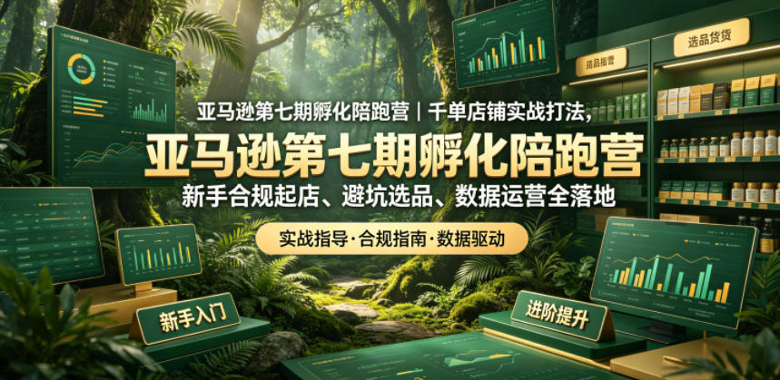 亚马逊孵化陪跑营｜千单店铺实战打法，新手合规起店、避坑选品、数据运营全落地（更新0708）-小白项目网