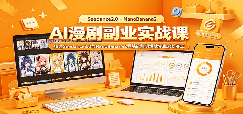AI漫剧副业实战课：精通Seedance2.0与NanoBanana2零基础复刻爆款实现涨粉变现-小白项目网