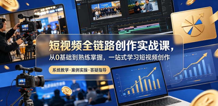 短视频全链路创作实战课，从0基础到熟练掌握，一站式学习短视频创作-小白项目网