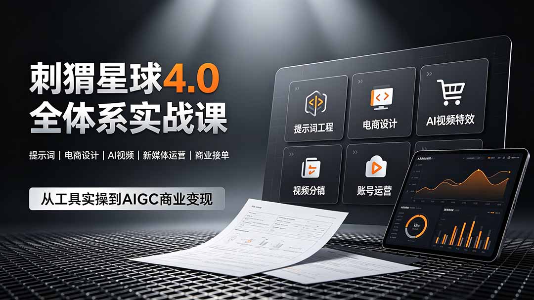 刺猬星球4.0全体系实战课,覆盖提示词工程、电商设计、AI视频特效与新媒体运营,一站式掌握AIGC商业核心技能-小白项目网